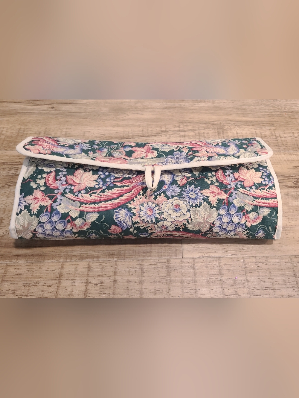 Vtg 70s- 80s Espace Bagges Peacock Motif Jewelry Travel Organizer 💙